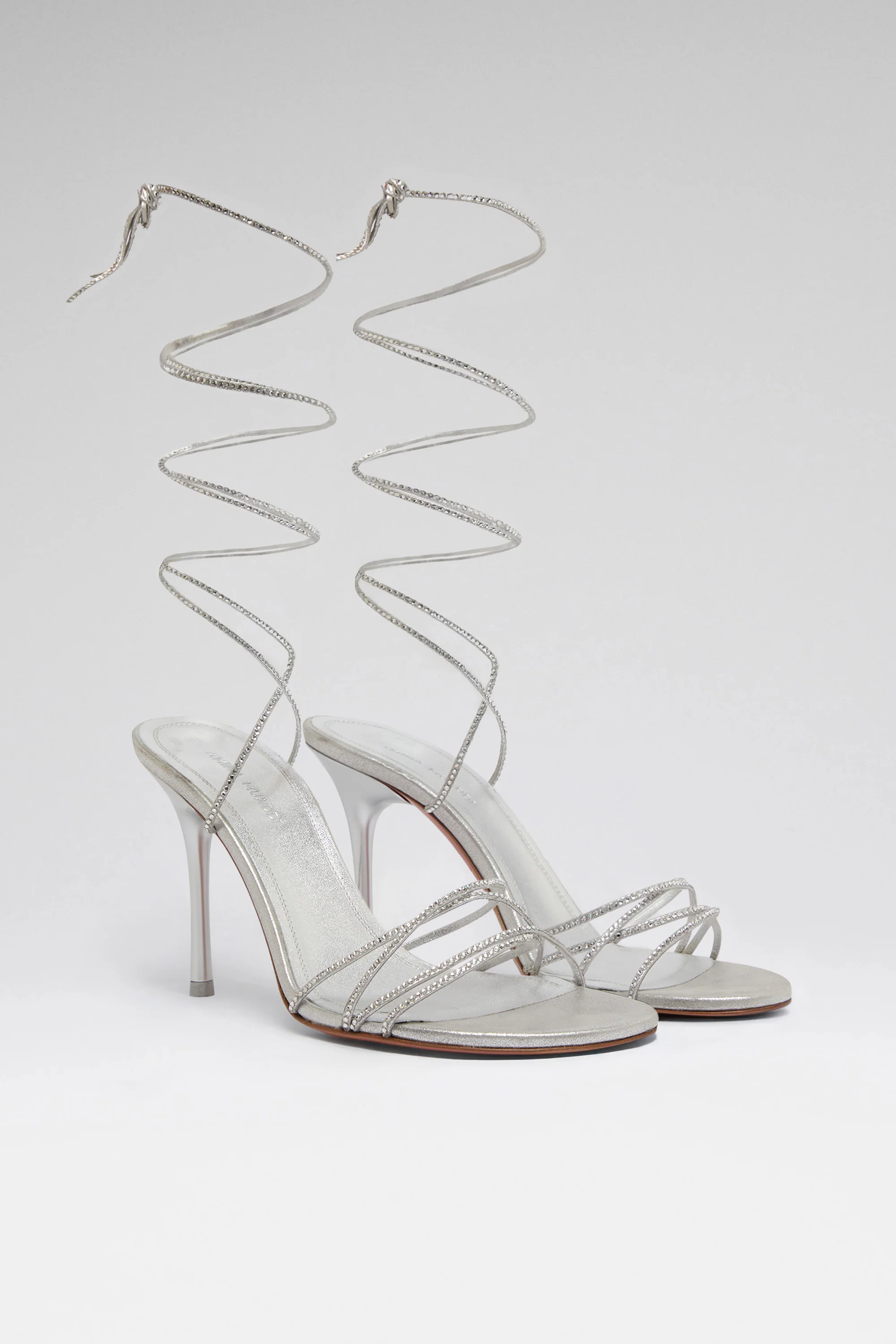 Lori Crystal Lace Up 95 Silver Suede And White Crystals - Image 4